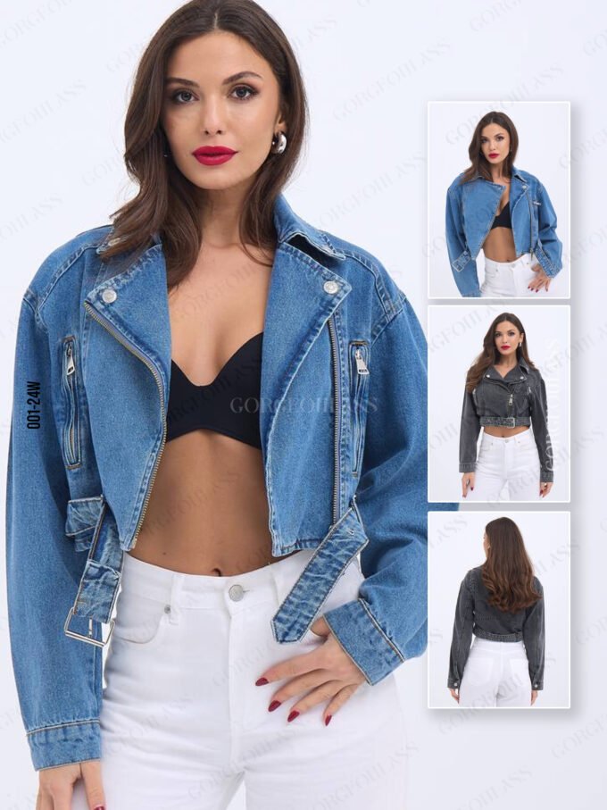 Women’s Cropped Denim Jacket Long Sleeve